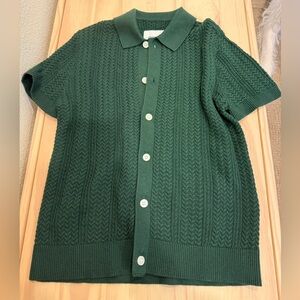 Abercrombie Kids Forest Green Polo Cable Knit Cardigan, soft,perfect for Easter